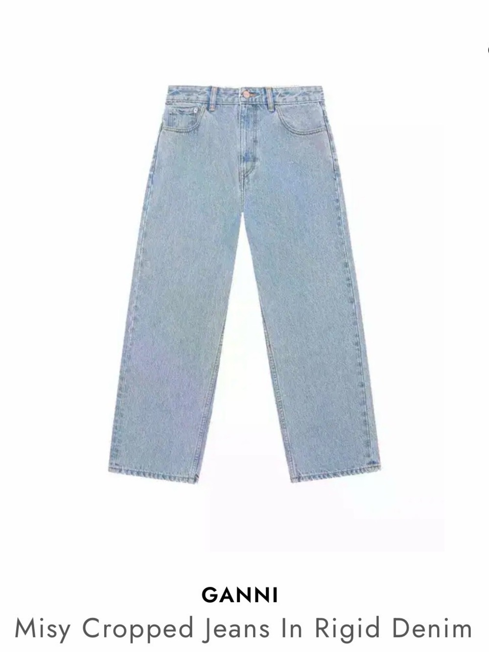Ganni Light Blue Relaxed Cropped Jeans